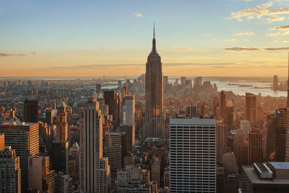New York City commercial skyline and high-rise office towers